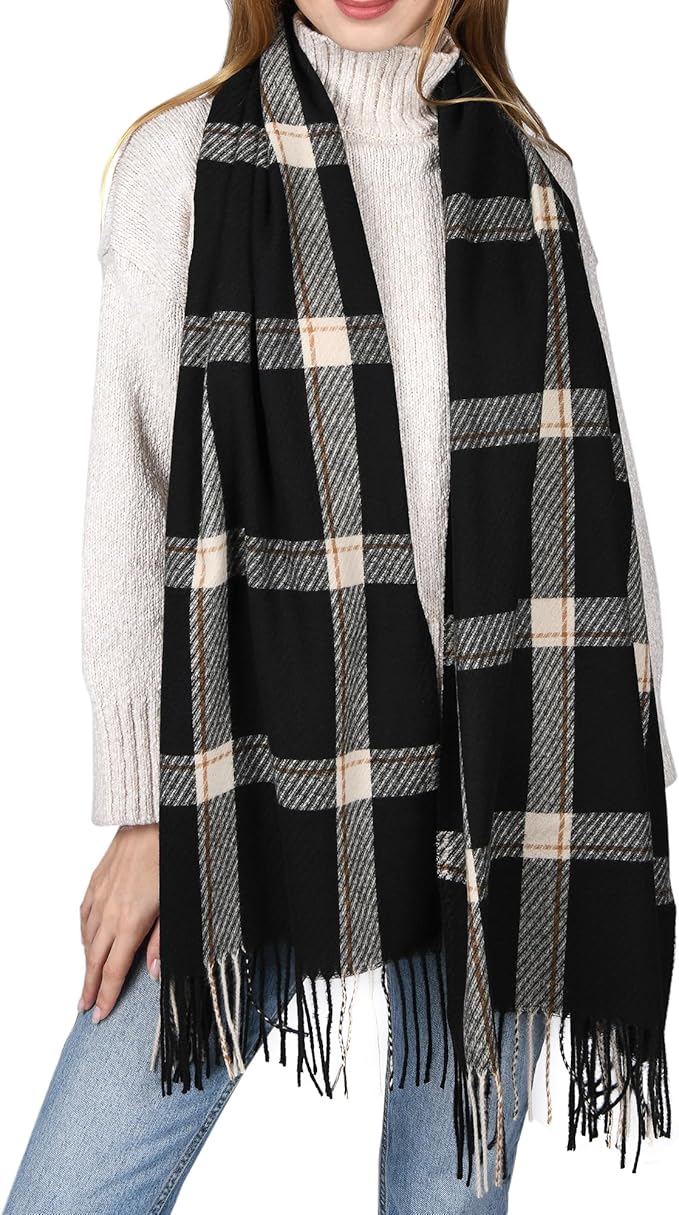 FURTALK Winter Scarf for Women Shawl Soft Tassel Plaid Large Oversized Scarves Wraps
