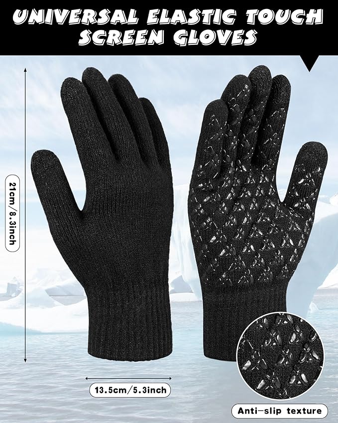 10 Pieces Winter Hat Beanie Scarf Touch Screen Gloves and Sock Set Slouchy Knit Skull Cap Beanies Fleece Lining Neck Warmer