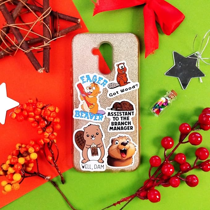 Beaver Stickers for Water Bottle and Laptop - Nature Party Supplies & Decorations, Waterproof Vinyl Animal Decals, Cute Beaver Stickers Laptop Decals, Gifts for Women & Men