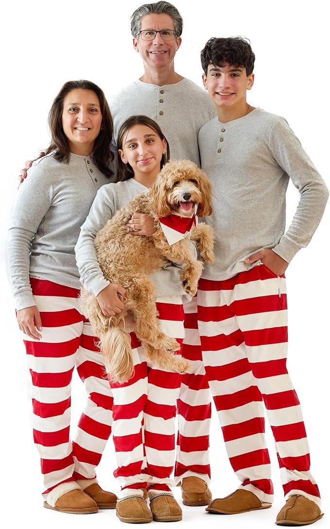 JAMIE Matching Family Jammies Holiday Pajamas 100% Organic Cotton PJs Adults, Kids, Toddlers, Baby, Pets