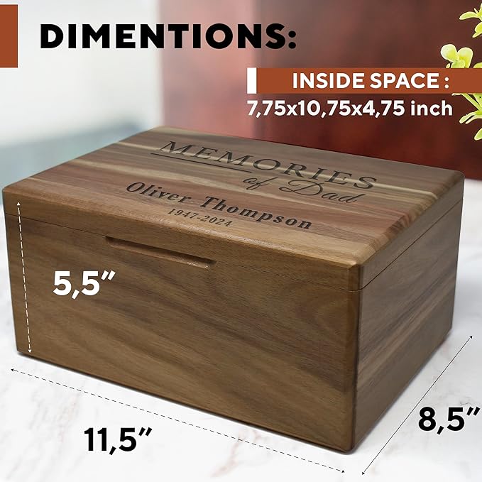 Memorial Box Unique Sympathy Gift - In Memory of Loved One Gifts Personalized, Memory Box for Keepsakes Death, Bereavement Gift Loss of Husband Remembrance Gifts Loss of Wife, 11.5x8.5x5.5 in