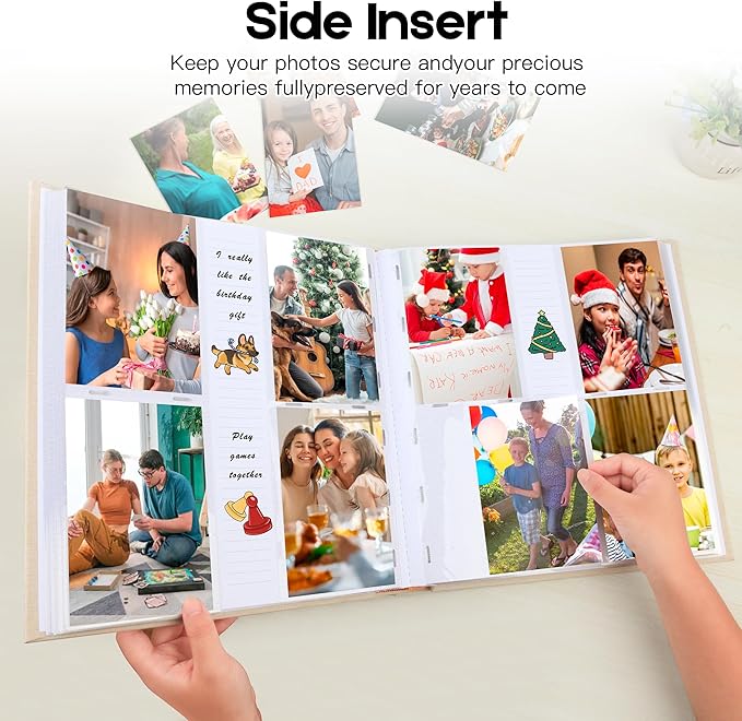 Photo Album 4x6 600 Photos with Writing Space Linen Cover with Front Window Picture Album, 600 Photos 4x6 Photo Album Book for Wedding Kids Travel Family Baby Pictures (Beige)