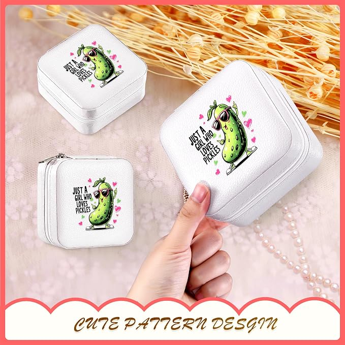 Pickle Jewelry Box, Gifts For Kids Teens Girls, Pickle Lovers Stuff Items Accessories Things Merchandise Decor Merch, Travel Ring Earrings Necklace Organizer Holder!