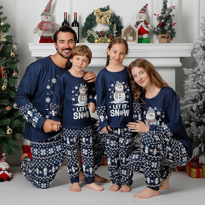 Family Christmas PJs Matching Sets, Cute Holiday Pajamas Printed Top and Pants, Xmas Jammies for Couples/Men/Women