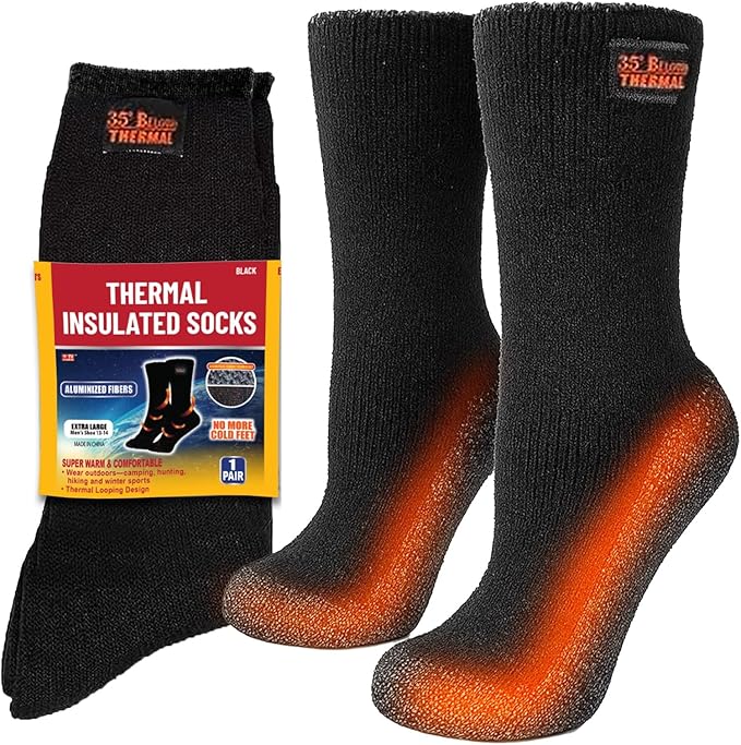 35° BELOW Thermal Insulated 1 or 3 Pk Socks for Men and Women, Designed with Soft Aluminized Loops to Keep Feet Warm and Cozy