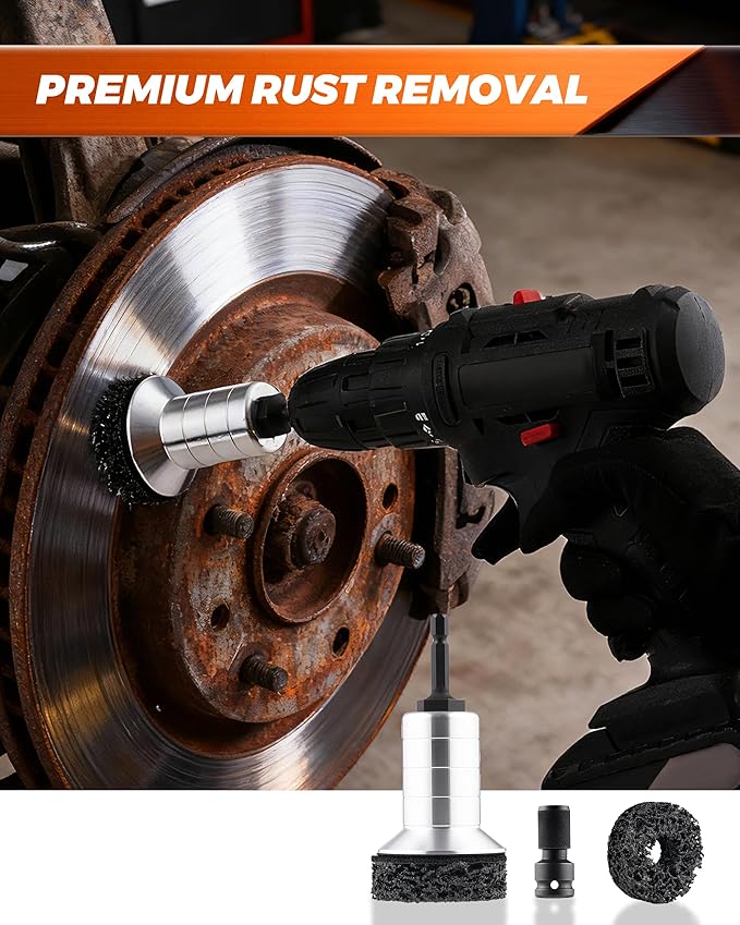 2Pcs Wheel Brake Hub Cleaning Disc,Hub Cleaner Resurfacing Tool Brush Iron for Dust Remover Wheel Stud Cleaner Automotive Tools Fits Power Drill or 1/2" Impact Driven Wrenches for Cars,Nuts,Motorcycle