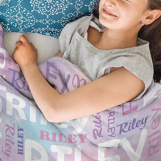 Ships Next Day- Custom Blanket with Name, Personalized Kids Throw Blankets, Teen Girl Gifts Trendy Stuff, Christmas Birthday Gifts for Boys Girls