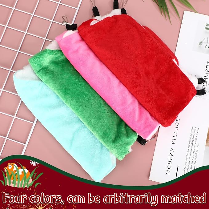 Nuogo 4 Pcs Guinea Pig Rat Hammock for Cage, Light Color, Classic | Ferret Hanging Hammock, Double Sided, Guinea Pig Accessories for Small Animals, Squirrel, Chinchilla, Parrot, Sugar Glider