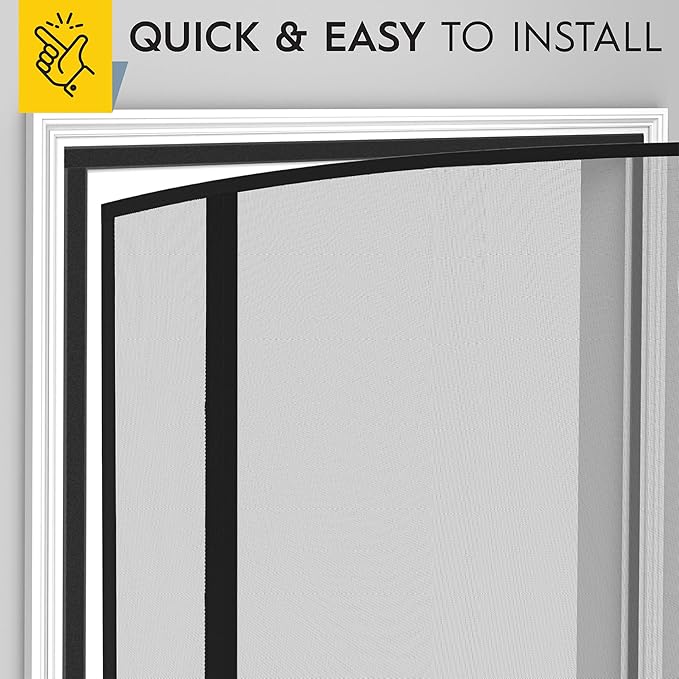 AUGO Fiberglass Magnetic Screen Door Reversible Left Right Side Opening - Self Sealing, Heavy Duty, Hands Free, Keeps Bugs Out - Pet and Kid Friendly - Patent Pending Keep Open Feature – 74” x 81”