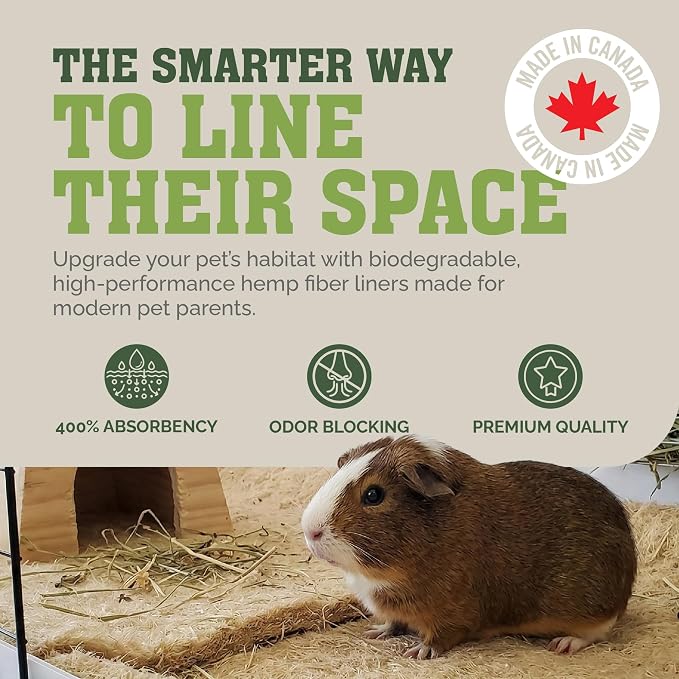 Fiber Cage Liner - 7 Pack - Super Absorbent, Odor Blocking, All Natural, Dust-Free, Hypoallergenic, Biodegradable Liner for Rabbits, Guinea Pigs, Hamsters, & Other Small Animals