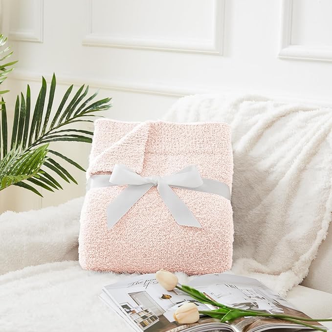 CYMULA Super Soft Pink Throw Blanket 50x60 inches- Lightweight Plush Fuzzy Fluffy Warm Cozy Blankets and Throws for Sofa Bed All Season Use