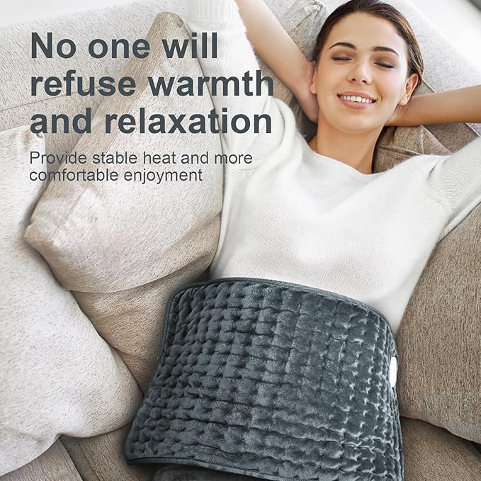 Heating Pad for Back, Electric Heating Pads for Cramps/Abdomen/Waist/Shoulder with 6 Heat Settings and Auto-Off, Moist/Dry Heat pad, Mothers Day Gifts for Mom Women Wife Grandma, 12" x 24"(Dark Grey)