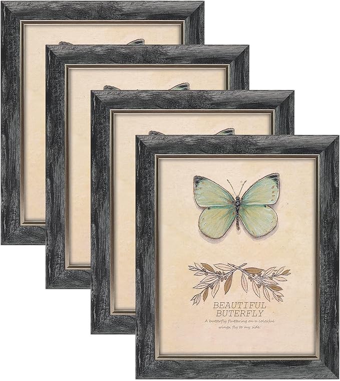 XUANLUO 8x10 Picture Frames Set of 4 Rustic Retro Photo Frame with HD Plastic Cover for Wall Mount and Tabletop Display Family Friends Wedding Gift