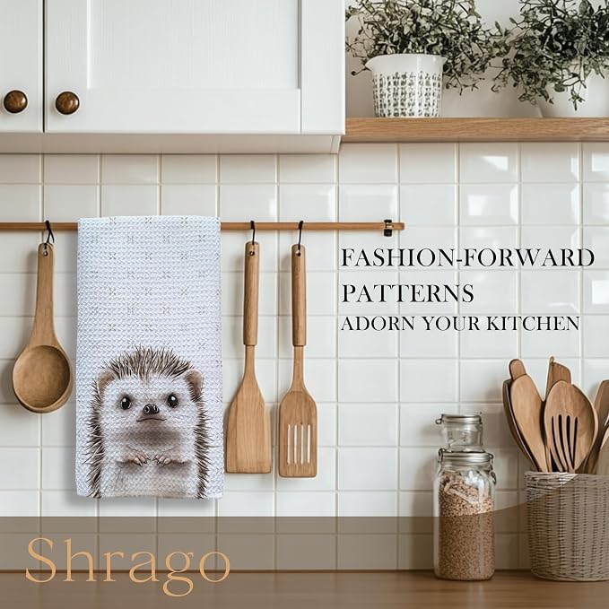 Cute Hedgehog Bathroom Hand Towels, Kids Bathroom Decor, Hedgehog Gifts, Forest Animal Nursery Decorative Hand Towels for Kids Bath Room Washroom Toilet, 16x24 Inch