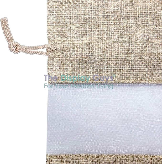 TheDisplayGuys For Your Modern Living 12-Pack Large Linen Burlap & Organza Gift Bags w. Drawstrings (6.5x8.5 in, Beige) - Party Favors, Presents, Samples & Treats Mesh Pouch by The Display Guys