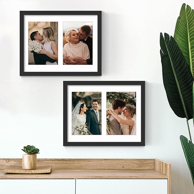 8.5x11 Double 5x7 Picture Frame Double Picture Frame Displays Two 5x7 inch Photos Available Horizontal Wall Mounting Display and Vertical Black