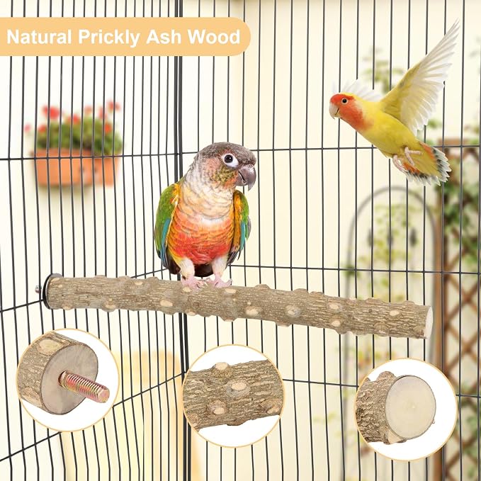 Hypeety Natural Prickly Ash Wood Perch Bird Paw Grinding Stand, 11.7''/30cm | Paw and beak grinding perch, bark texture for grip, chew-proof and durable, beak for budgie/parakeet/cockatiel/lovebird