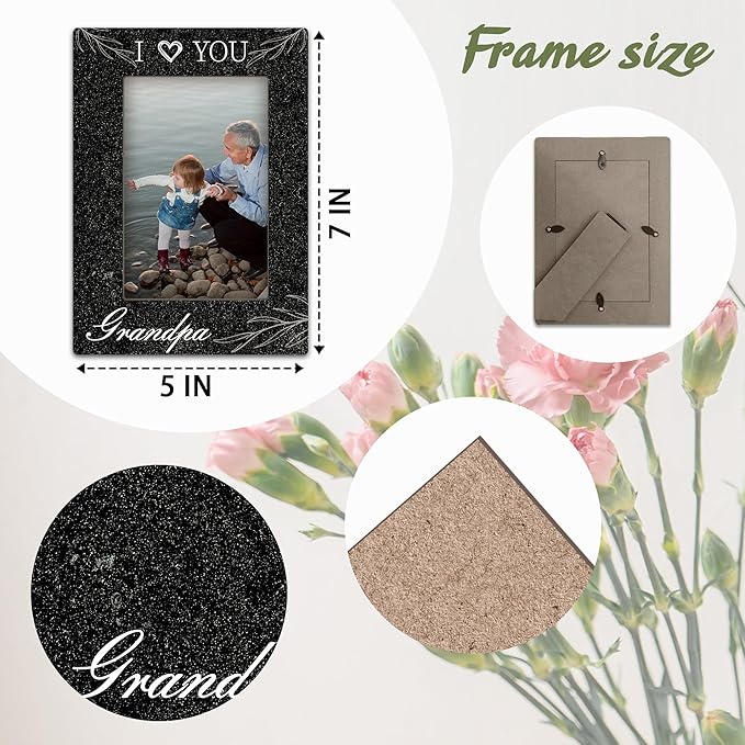 Grandpa Gifts“I Love You” Black Wood Picture Frame, Vertical Photo Frame, Thoughtful Gift for Grandpa, Stylish Tabletop and Home Decor