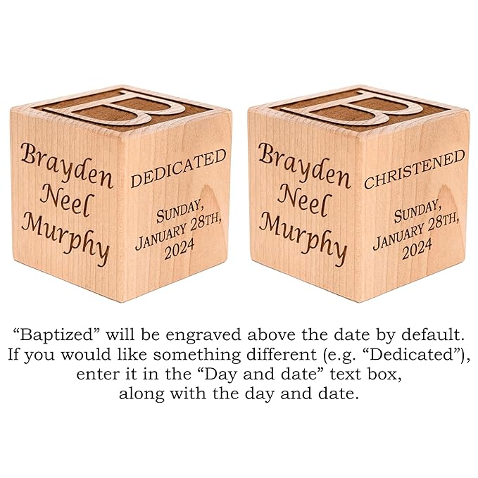 Personalized Baby Baptism/Dedication/Christening Wood Block, Choose from 3 Sizes, Baptism Gift for Boy, Girl, Baby Dedication Gifts, Unique Baptism Gifts (3")