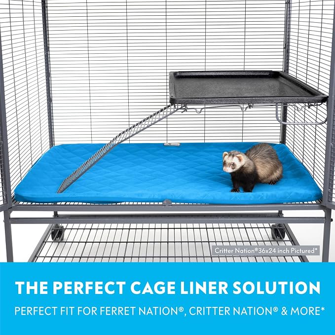 Paw Inspired Fitted Fleece Bottom Pan Liner for Critter Nation Cage, Blue | Tray Cover for Ferret Nation/Critter Nation Cage, For Ferrets, Rats, Chinchillas, Hedgehogs, Small Animals, Pets