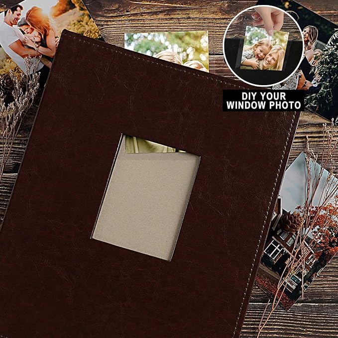 Ywlake Photo Album 4x6 400 Pockets, Leather Photo Albums Holds 400 Vertical Pictures Only Brown