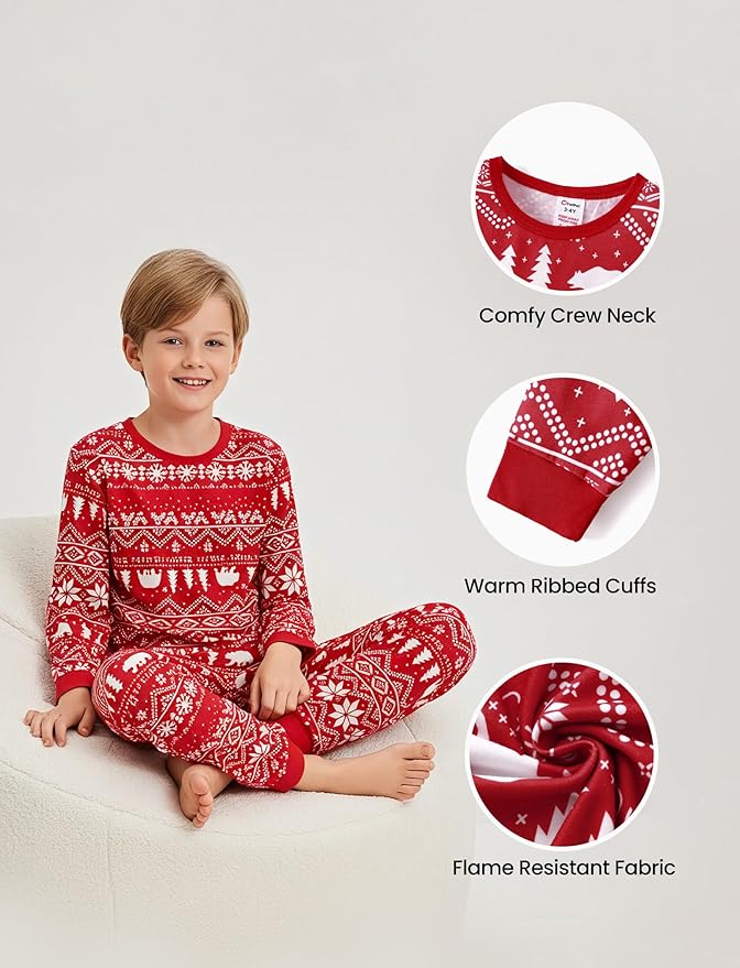 PATPAT Christmas Family Matching Pajama Sets Includes Christmas Socks - Perfect for Family Photos & Holiday Celebrations
