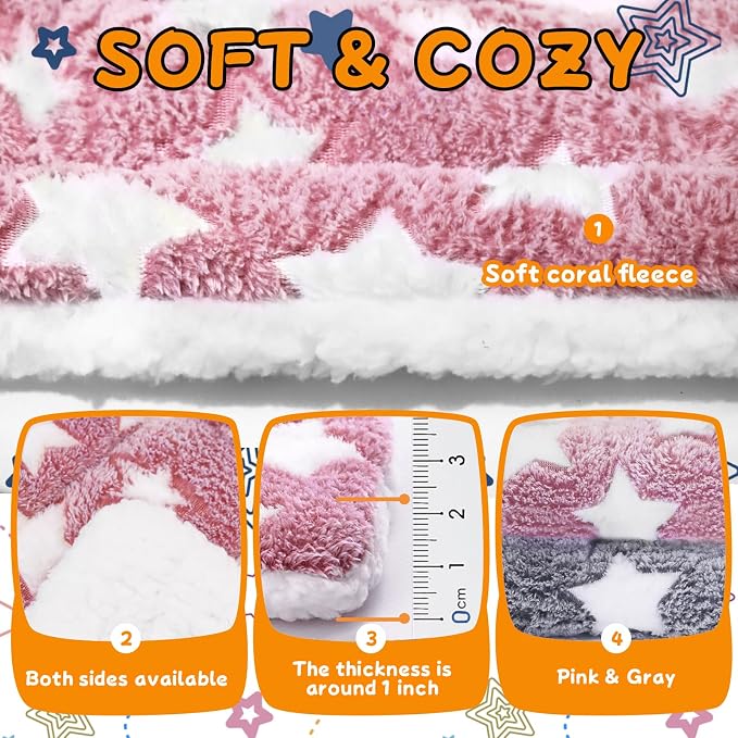 Eilyliafe 2 Pcs Rabbit Bunny Bed Soft Guinea Pig Bed Mat Washable Guinea Pig Bunny Pad Reversible Small Animal Bed Cage Liner for Hamster Rat Hedgehog Chinchilla Ferret (12.6×10 Inch)