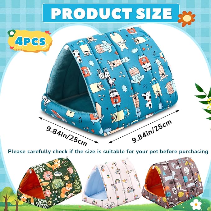 Cinnvoice Guinea Pig Hideout Bed Washable House Cage, Forest, 9.8 in | Soft Tunnel for Hamster Rabbit Bunny Chinchillas Hedgehog Mice Rat, Cozy Hideaway Habitat Accessories, Removable Cushion Pad
