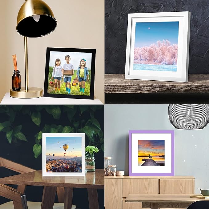 12x12 Wood Picture Frames for Wall Hanging or Tabletop,Diamond Painting Frame Baby Scan Picture Frames with 2 Mats Display 8x8 or 10x10 for Family Walls Decoration,Anniversary,Wedding,Christmas(Purple)