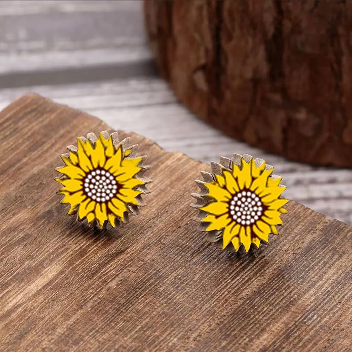 Wooden Stud Earrings for Women Hypoallergenic Jewelry Gifts for Women