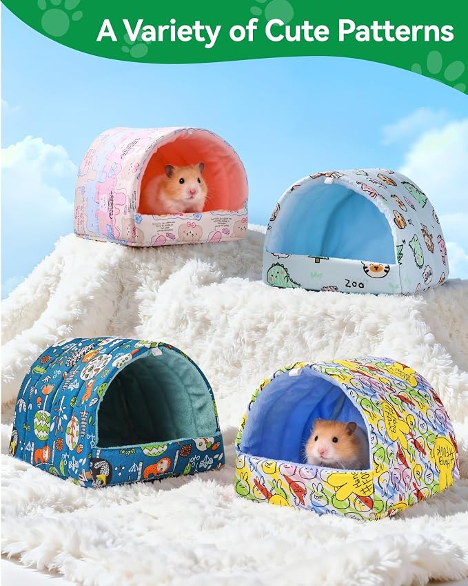 2 PCS Hamster Hideout,Washable Hamster Bed Hamster Bed Hut Hamster House, Small Animal Cage Accessories for Mouse Hedgehogs Ferrets Bearded Dragons and Rats