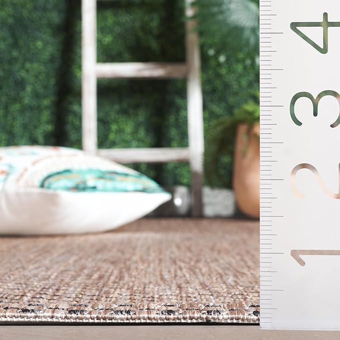 SAFAVIEH Washable Rug Outdoor Courtyard Collection - 10' Round, Aqua Blue & Grey, Non-Shedding & Easy Cleaning, Ideal for Patio, Backyard, Mudroom (CY8521-37312)