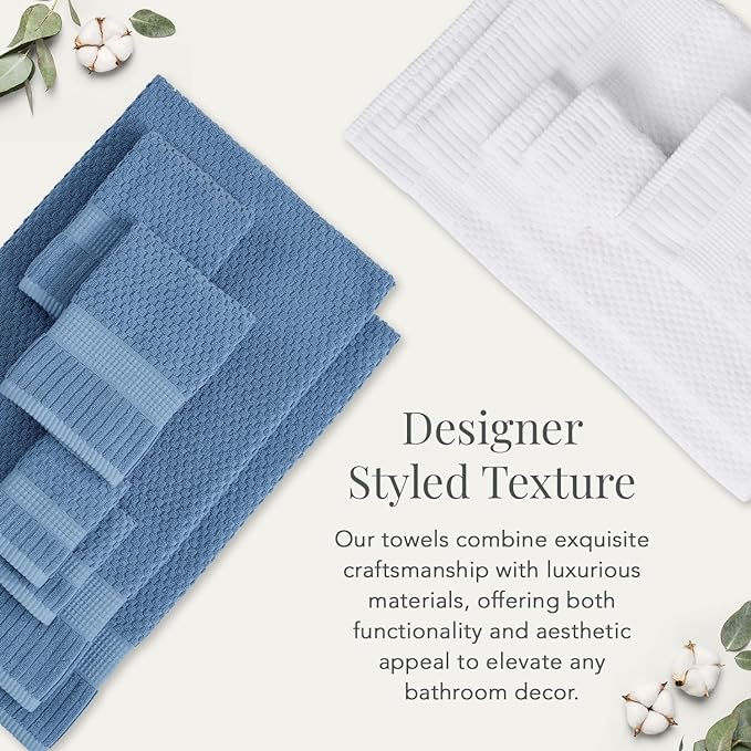 NY Loft 100% Cotton 2 Pack Bath Sheet Towel Set | Absorbent Quick-Dry Oversize Bath Towels | Textured and Durable Cotton | Bright White