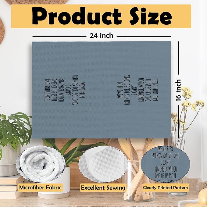 Funny Sarcastic Friend Gifts Navy Blue Kitchen Towels, Humorous Friendship Gifts Hand Towels for Bathroom, Long Distance Friendship Decorative Tea Towels Dish Towels,BFF Gifts, 16x24 Inch