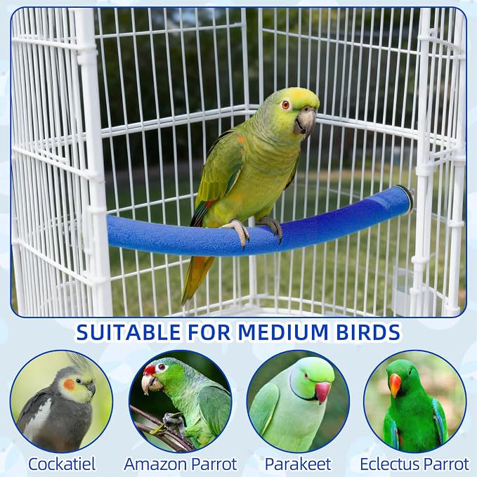 Rypet 90-Degree Parrot Perch for Cage Corner, Quartz Bird Perch (Blue L) | For Paw Grinding Clean Stick Exercise, Rough Quartz Surface, Cage Accessorie, Small Parakeets Cockatiel Conures