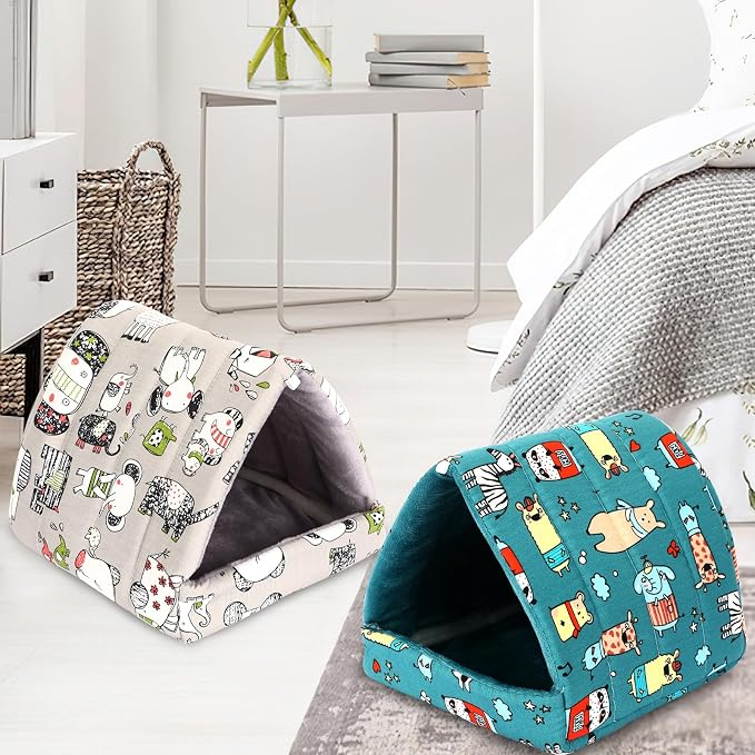UPINS 2 Pack 9.8 inches Guinea Pig Bed,Guinea Pig Hideout | Washable Small Animal House Cage Accessories, for Dwarf ,Rabbits ,Chinchillas Hamsters, Hedgehogs,Rats