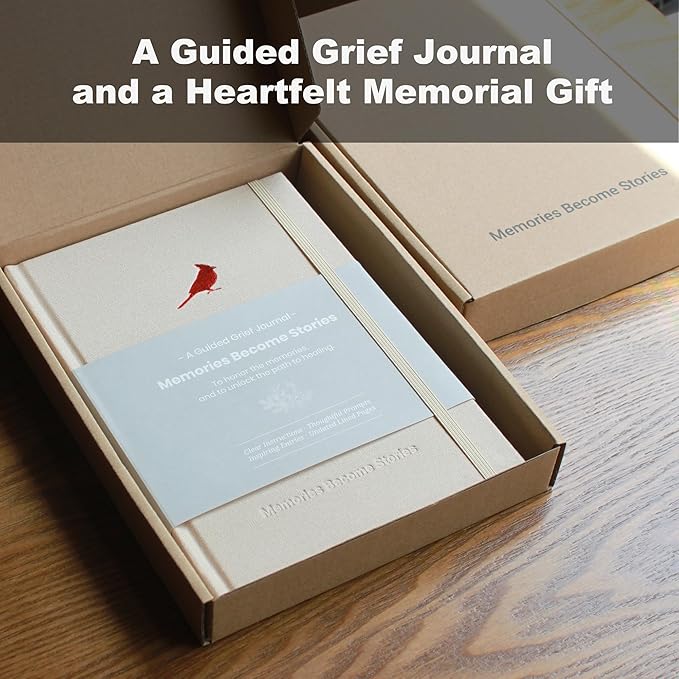 Guided Grief Journal for Navigating Loss. Memorial, Sympathy Gifts for Loss of Loved One. Bereavement, Cardinal, Remembrance, Sorry For Your Loss Gifts. Grief Journal with 4 Sections of Prompts.