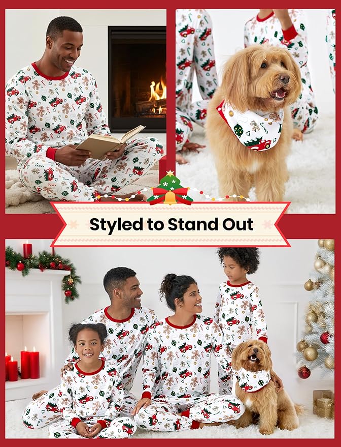 PATPAT Christmas Family Matching Pajama Sets Includes Christmas Socks - Perfect for Family Photos & Holiday Celebrations