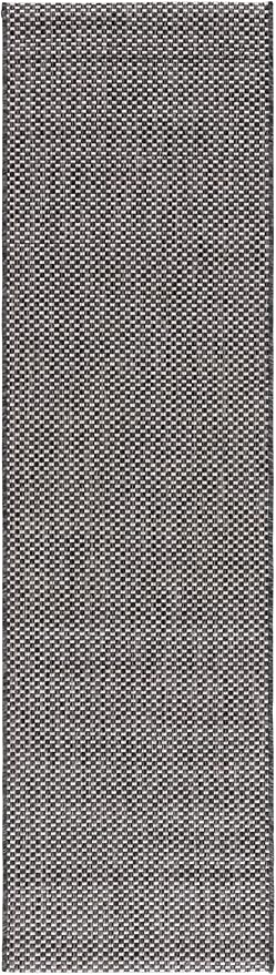 SAFAVIEH Washable Rug Outdoor Courtyard Collection - 2'3" x 16' Runner, Black & Beige, Non-Shedding & Easy Cleaning, Ideal for Patio, Entryway, Mudroom, Hallway, Kitchen (CY8521-36621)