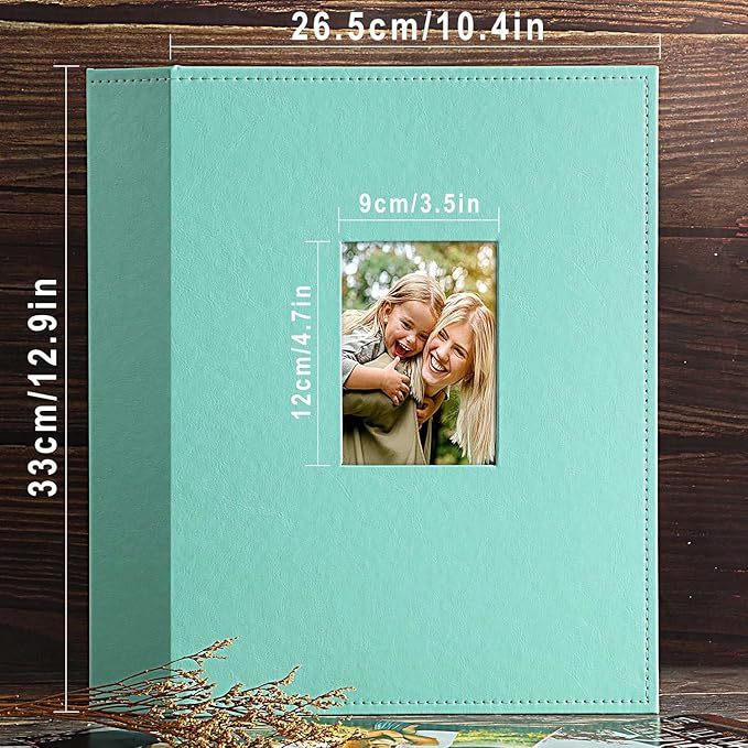 Ywlake Photo Album 4x6 400 Pockets, Leather Photo Albums Holds 400 Vertical Pictures Only Teal