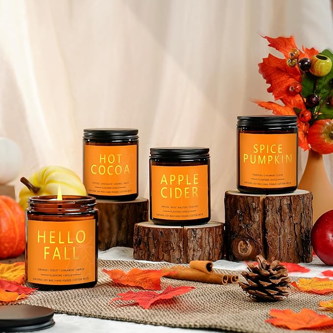 Fall Scented Candles Hot Cocoa 7oz – Rich Chocolate & Creamy Marshmallow Soy Wax Candle for Cozy Autumn Home Décor, Perfect Fall Gift for Chocolate Lovers, 50 Hour Long Burn