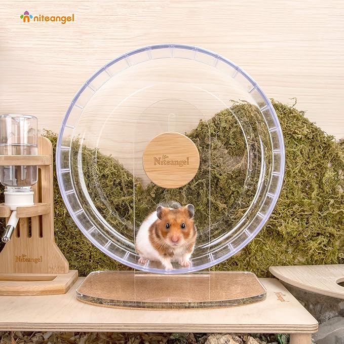 Niteangel Super-Silent Hamster Exercise Wheels: Quiet 10 inch Running Wheel | Can 10.6-13.4" Adjustable Height - No Bend Back Spinner Running for Dwarf Syrian Hamster Gerbils Mice Or Other Small Animal