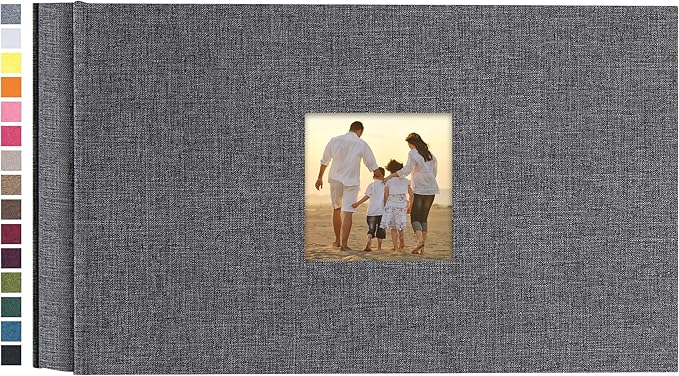 potricher Small Photo Album 4x6 100 Photos Linen Cover Picture Photo Book for Family Wedding Anniversary Baby Vacation (Gray,100 Pockets)
