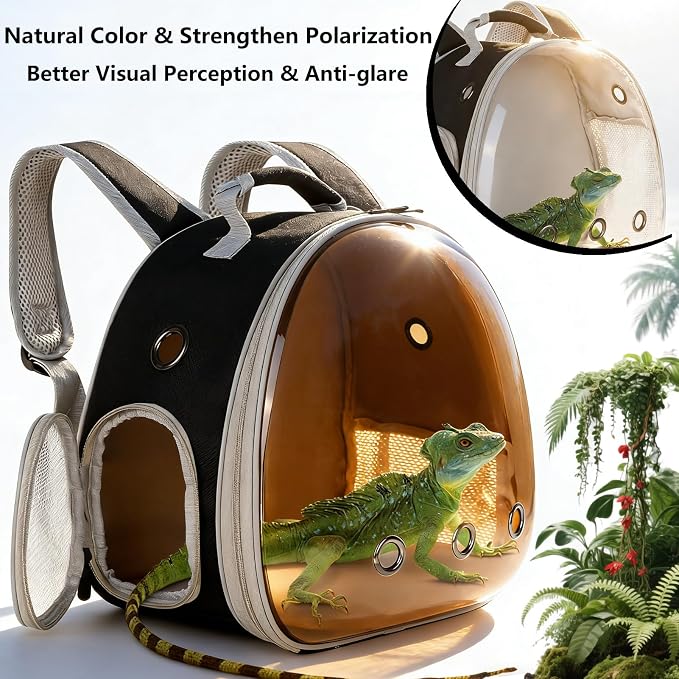 Guinea Pig Carrier, Guinea Pig Backpack with Clear Bubble Window (Black-Polarize, Backpack)