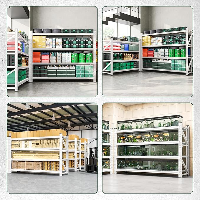 Letaya 71.3" W Metal Storage Shelves,5000LBS Heavy Duty Garage Shelving Units, 4 Tier Adjustable Utility Rack Shelf,Large Industrial Shelves,for Shop,Warehouse,Basement (71.3" W x 24" D x 70" H)