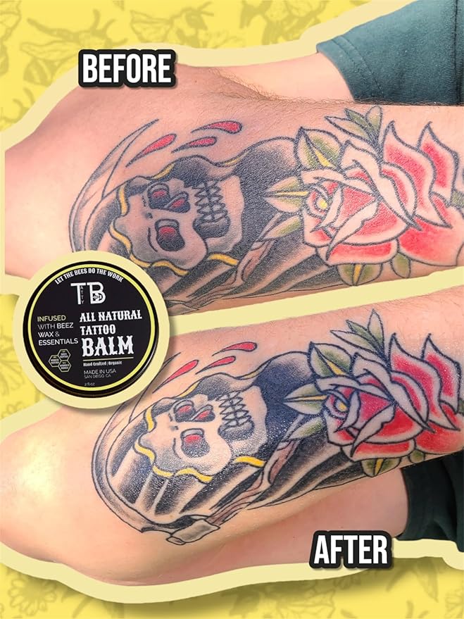 Tattoo Aftercare Balm – Fast Healing Tattoo Cream for New & Old Tattoos | Soothes, Hydrates & Brightens Ink | Natural Beeswax & Manuka Honey | 2 fl oz (2 Ounce, Lavender & Chamomile)