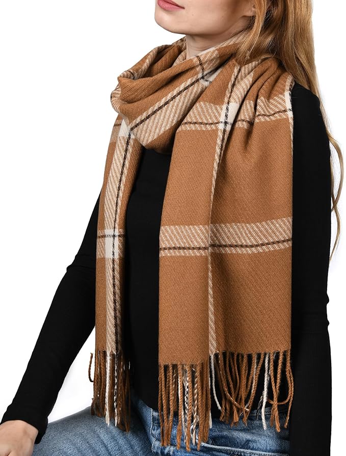 FURTALK Winter Scarf for Women Shawl Soft Tassel Plaid Large Oversized Scarves Wraps