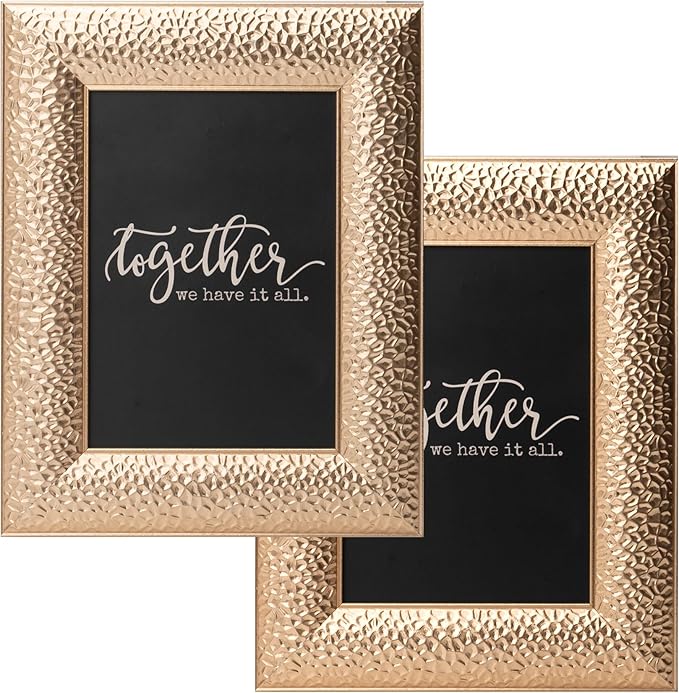 ArtbyHannah 5x7 Inch Picture Frames, Ornate Vintage Gold Photo Frames with Real Glass Cover for Tabletop Display or Wall Mount (2 Pack)