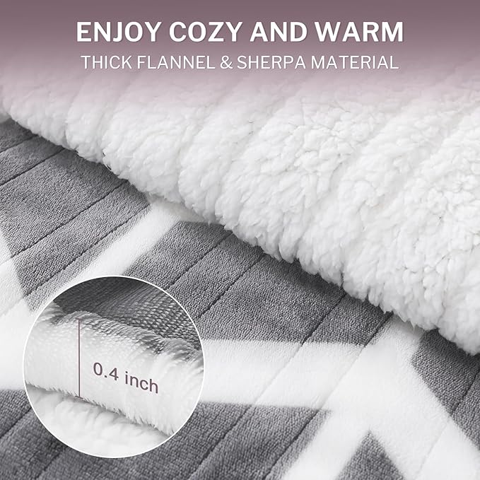 VENTIMI Electric Blanket Heated Throw, 62" x 84" Heated Blanket with 9 Heat Levels & 2 to 10 Hours Auto Off, Fast Heating Blankets with ETL & FCC Certification, Grey