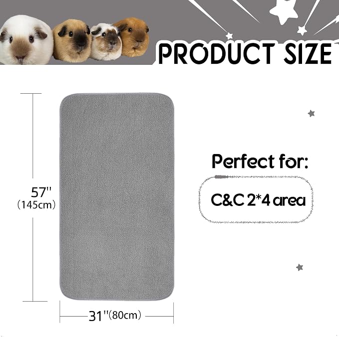 Guinea Pig Bedding, Cage Liners, Washable, Reusable & Leakproof | Premium Fleece Material, Instant Absorbent, Anti-Slip Bottom, Ideal Pee Pads for Small Animals.
